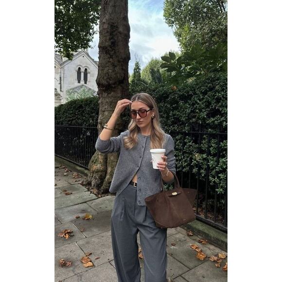 Max Studio 2 Ply Cashmere Shawl Collar Cardigan Soft Gray Quiet Luxury Fall NEW - Picture 9 of 12